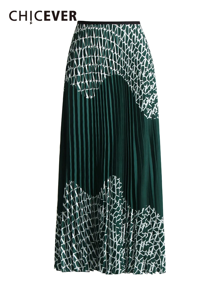 

Женская плиссированная юбка с высокой талией CHICEVER, разноцветная юбка-макси с принтом, летняя одежда, новинка