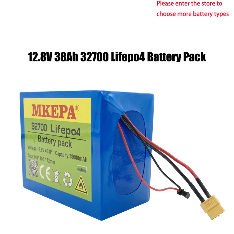 

12.8V 38Ah 32700 Lifepo4 Battery Pack 4S3P With 4S 40A Maximum 100A Balanced BMS 14.6V Electric Boats Scooter 12V UPS Toys car