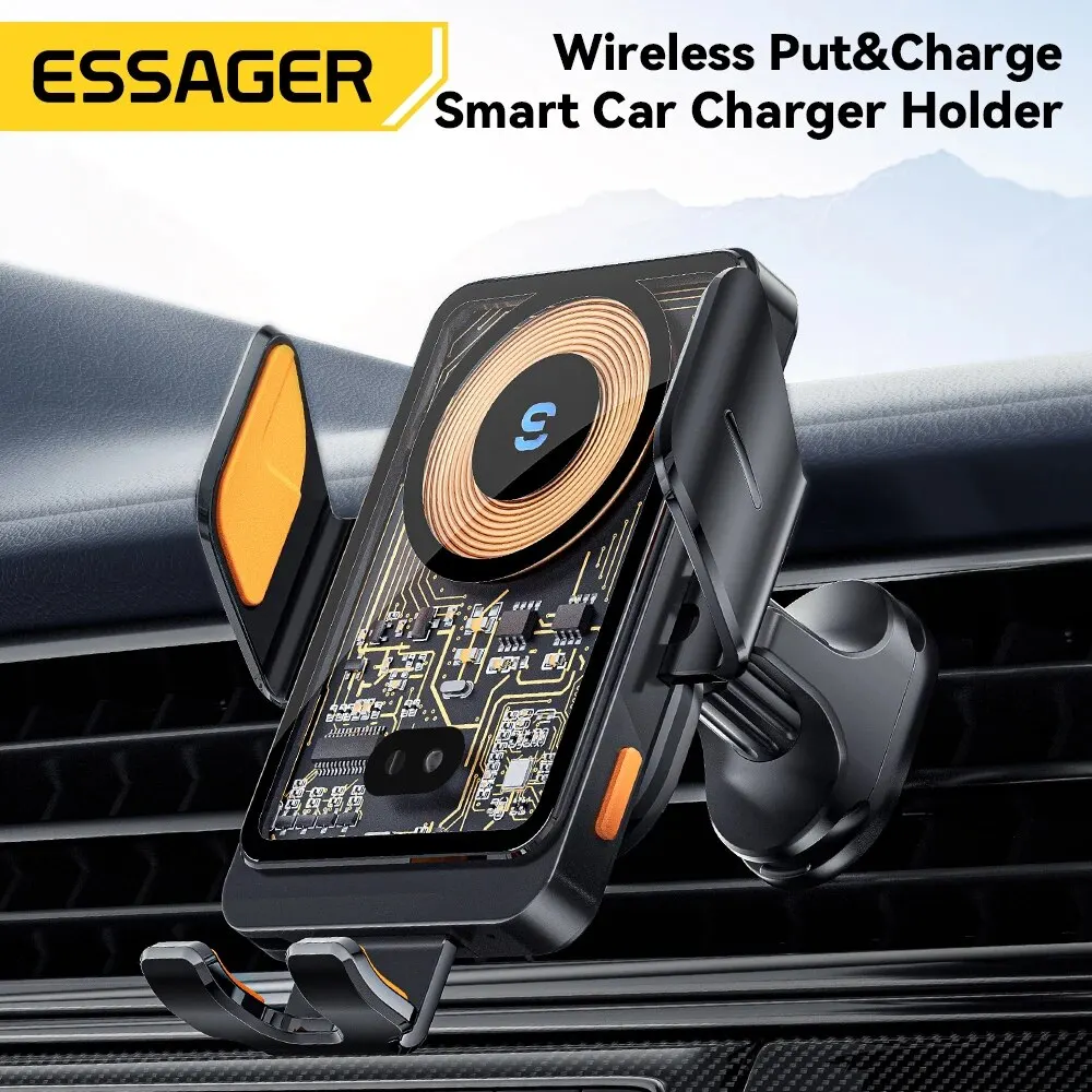 Фото Беспроводное зарядное устройство Essager 15W Qi, автомобильный держатель для телефона, крепление на воздуховод, подставка для iPhone, Samsung, поддержка быстрой зарядки №3