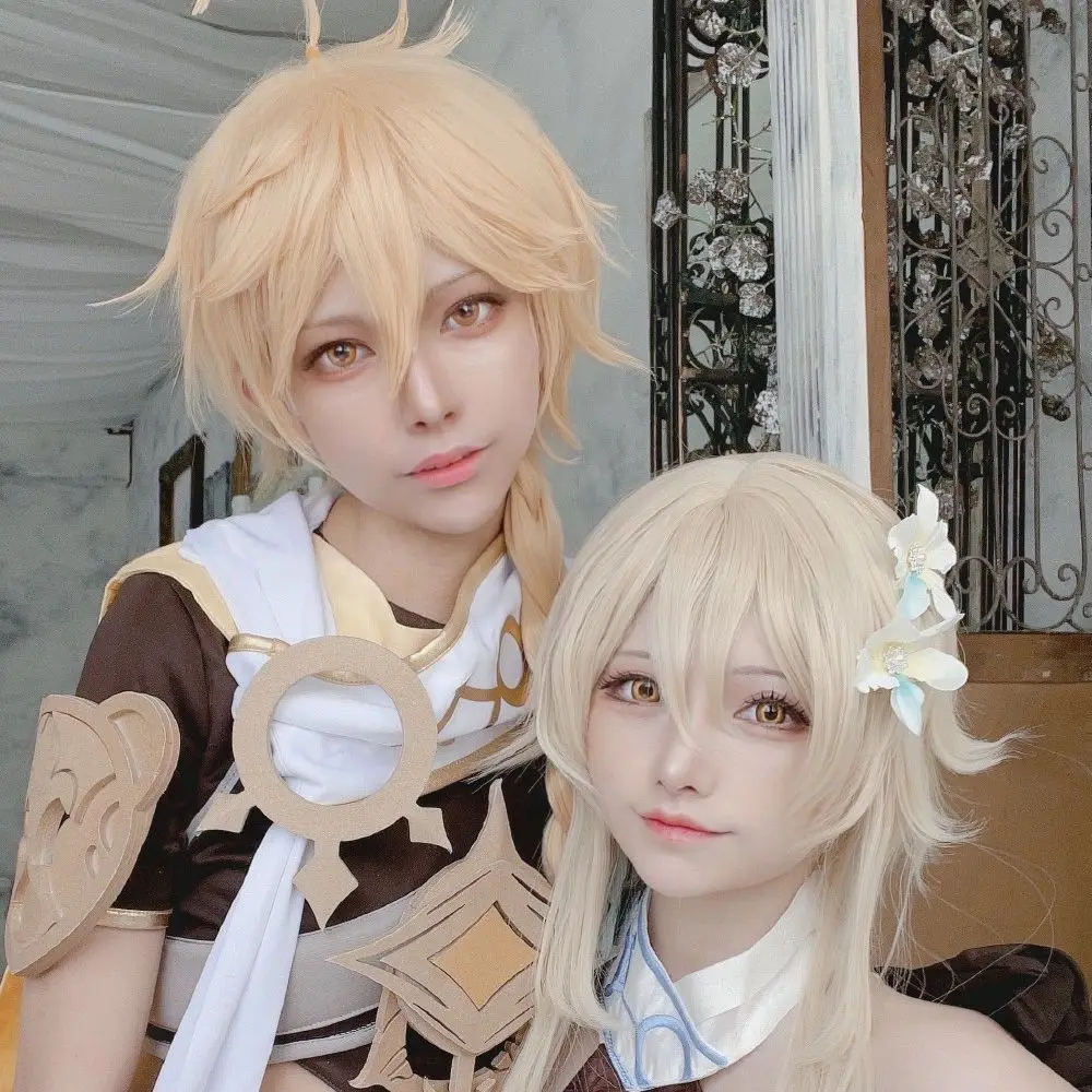 

Game Genshin Impact Cosplay Wig Aether cosplay Wig Lumine cosplay Wig Heat Resistant Synthetic Hair