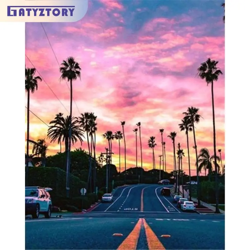 

GATYZTORY Modern Diamond Painting With Frame City Landscape For Adults Kids Crafts Mosaic Embroidery Home Decors Diy Gift