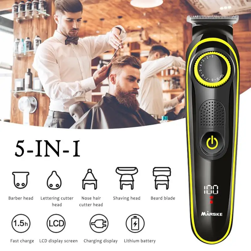 

Электрическая машинка для стрижки волос 5 в 1, Многофункциональный перезаряжаемый триммер для волос, машинка для стрижки волос в носу, бород...