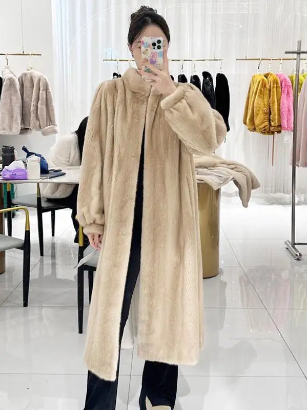 Зима 2024 импортная бархатная верхняя одежда из норкового меха Haining пальто