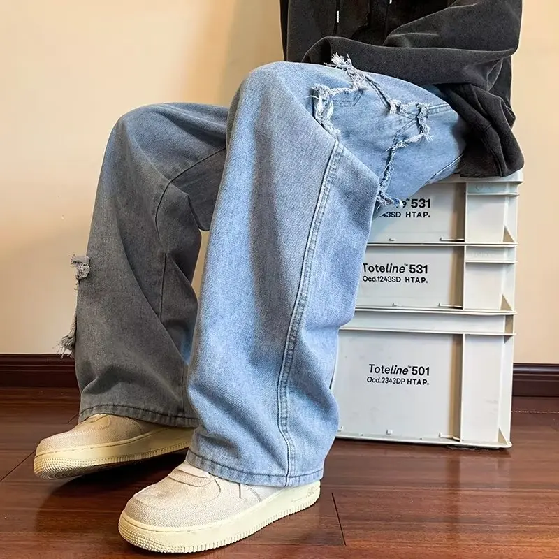 Wide Leg Cargo Pants Streetwear Baggy men Jeans 2022 Spring Autumn Men Korean Fashion Loose Straight Male Brand Clothing S-3XL