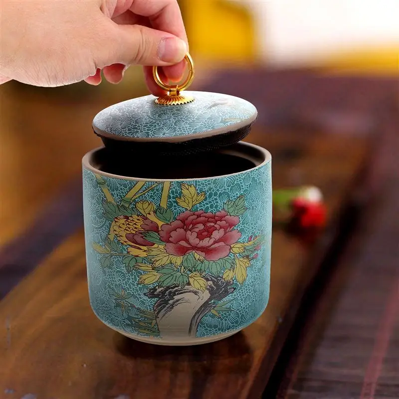

Ceramic Tea Canister Moisture-proof Tea Can Sealed Tea Canister Food Storage Jar