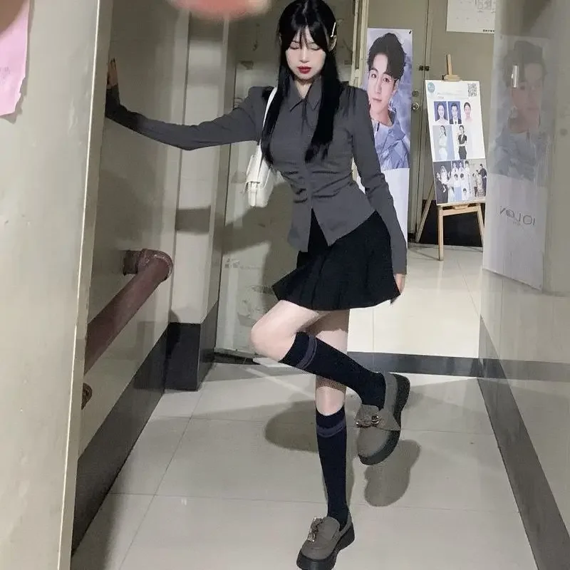 Рубашки с подтягивающей талией женские рубашки длинным рукавом тонкий отложной