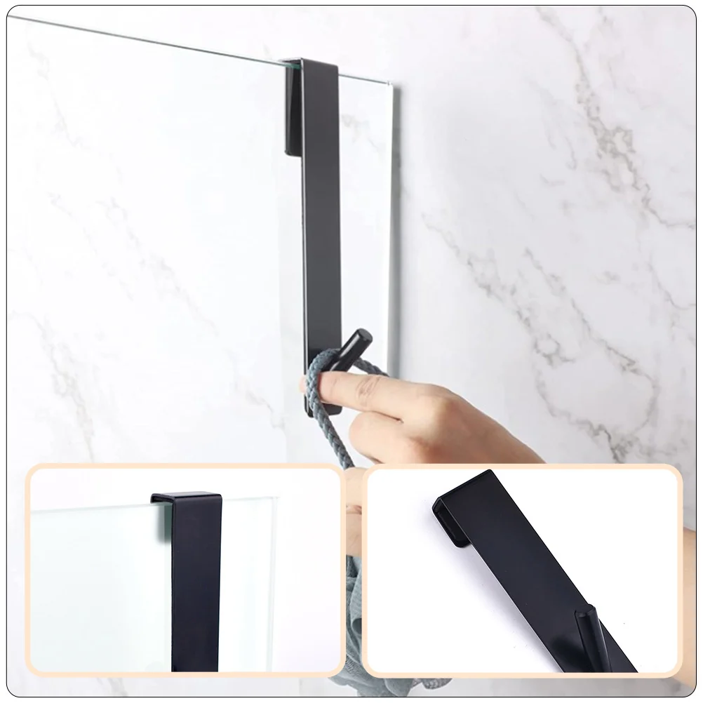 

2 Pcs Towelling Robes Bathroom Door Hook Punch Free Storage Over Coat Hooks Hanging Glass Hanger
