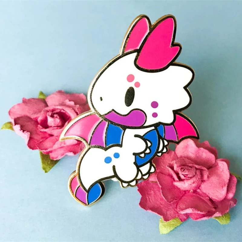 

Cartoon Cute Pink Bi Pride Dragon Hard Enamel Pin Badge Brooch DIY Backpack Collar Lapel Pin Party Gift Jewelry Brooch Wholesale