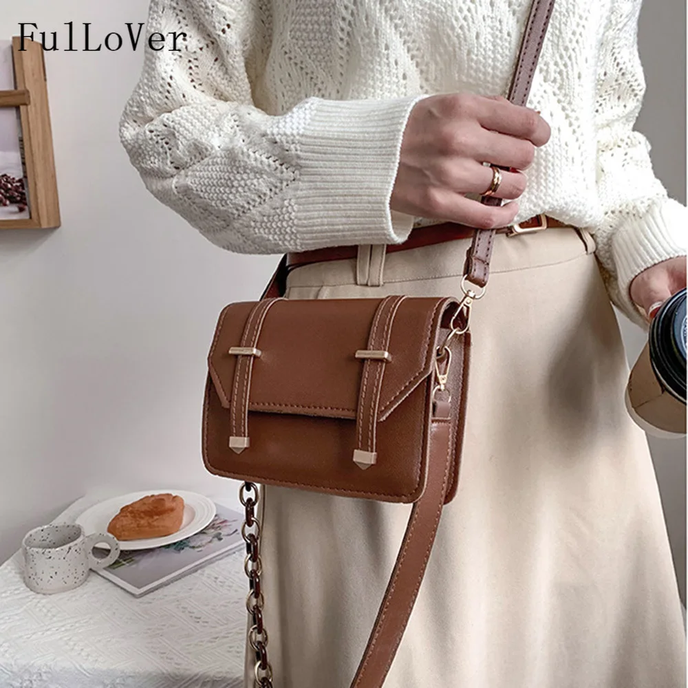 

Retro Solid Color Women Shoulder Bags 2022 New Fashion Square Crossbody Bags Texture Chain Diagonal Bags Vintage Casual Bags