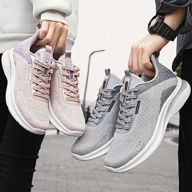 

Thick Bottom Sport Shoes Women Men Mixed Color Couple Running Shoe Lace Up Lightweight Outdoor Training Footwear New Casual Shoe