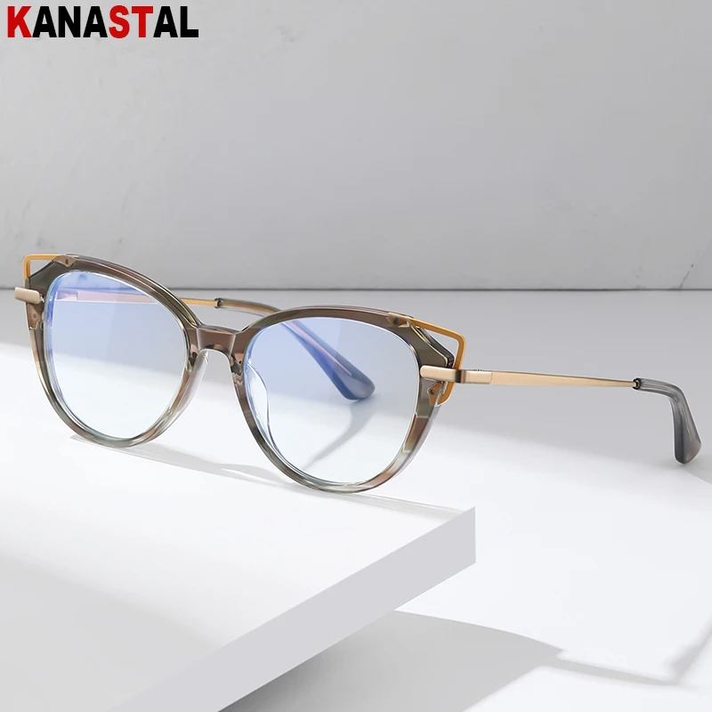 

Новые женские синие светильник очки для чтения с блокировкой Модные металлические очки Alien компьютерные очки оправа женские очки по рецепту