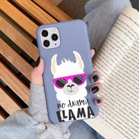 kawaii cute llama alpaca phone case for iphone 11 12 13 mini pro xs max 8 7 6 6s plus x xr solid candy color case