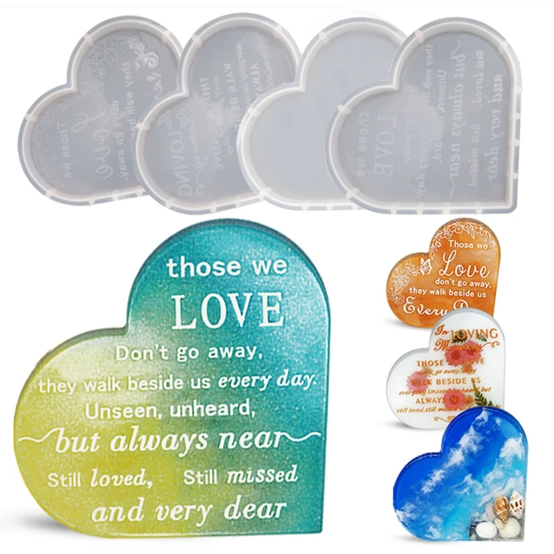 

Форма для фоторамки из смолы, силиконовые формы для эпоксидной смолы в форме сердца для поделок «сделай сам», 4 шт.