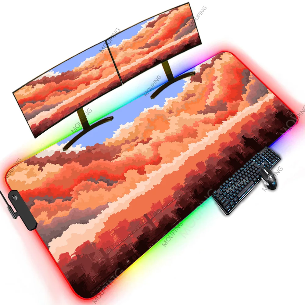 

Pc Gaming Oversized Table Rug Mousepad Gamer Girl Aesthetic Pixel Neon Japanese Retro Office Xxxxl Supplies Desk Accessory Mat