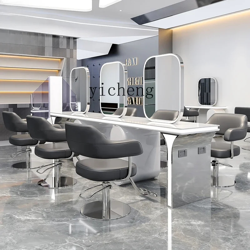 Зеркальный стол для парикмахерской HSN встроенный мраморный шкаф из нержавеющей