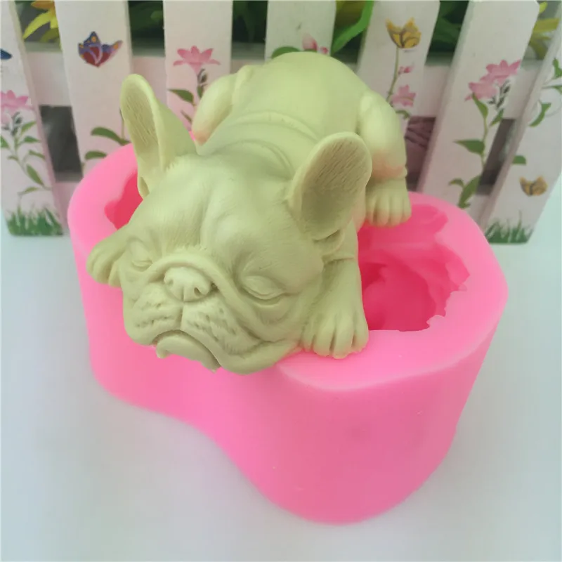 

French bulldog fondant silicone mold fights Mu Si ice cream mold
