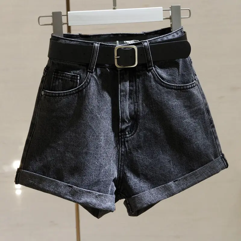 Casual High Waist Denim Shorts Summer New Solid Color Loose Wide Leg A-line Hot Pants Korean Style Fashion Women Clothing