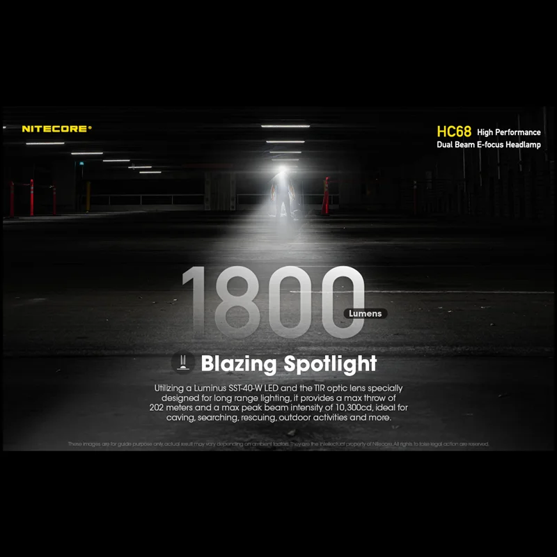 Pаспродажа Налобный фонарь NITECORE HC68, 2000 лм, с аккумулятором NL1835HP