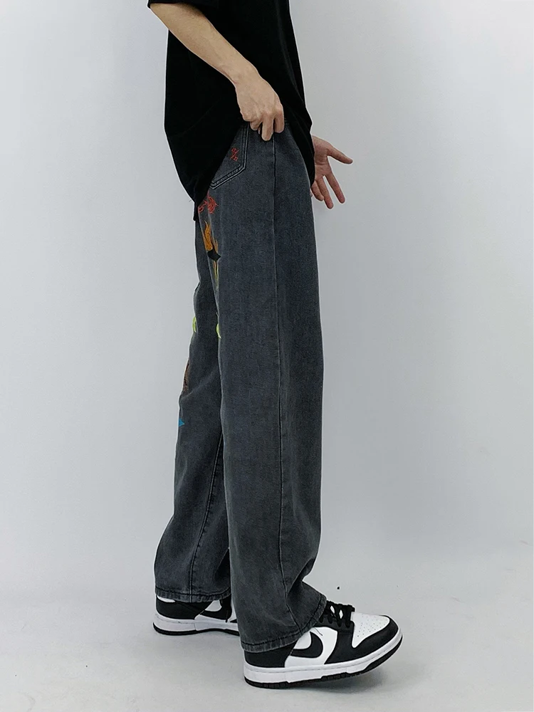 Y2K Men's Jeans Baggy Pants Embroidered Loose Straight Four Seasons Trousers Men Clothing Streetwear Men