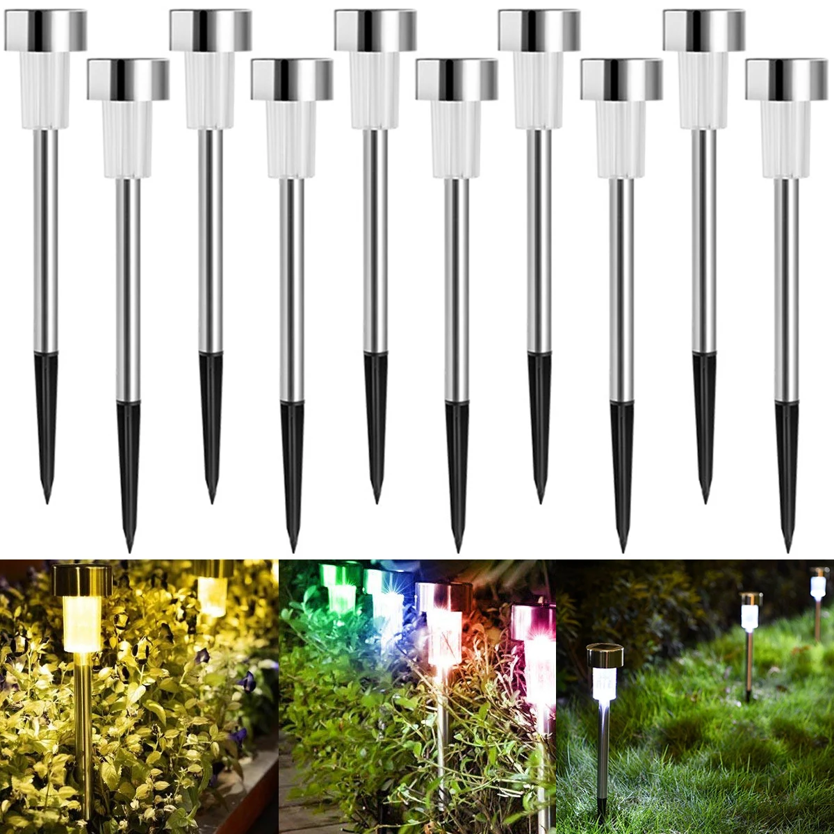 

10 шт., водонепроницаемые светодиодные фонари на солнечной батарее