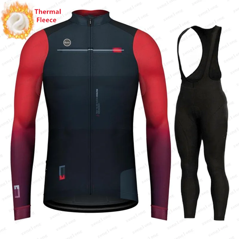 Купи Raudax 2023 Winter Cycling Jersey Set Thermal Fleece Man's Cycling Clothing Long Sleeve MTB Bike Road Pants Bib Maillot Culotte за 1,176 рублей в магазине AliExpress