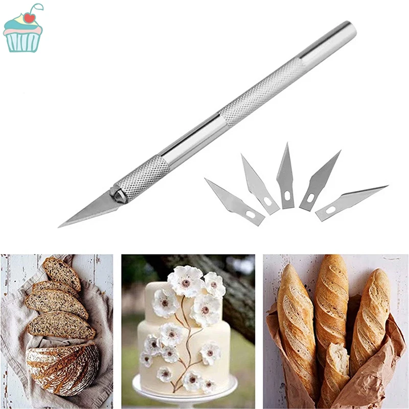 

DIY Sculpting Gum Paste Carving Baking Pastry Tools 6pcs/set Blades Knife Fruit Fondant Cake Decorating Tools Bread Cutting Tool