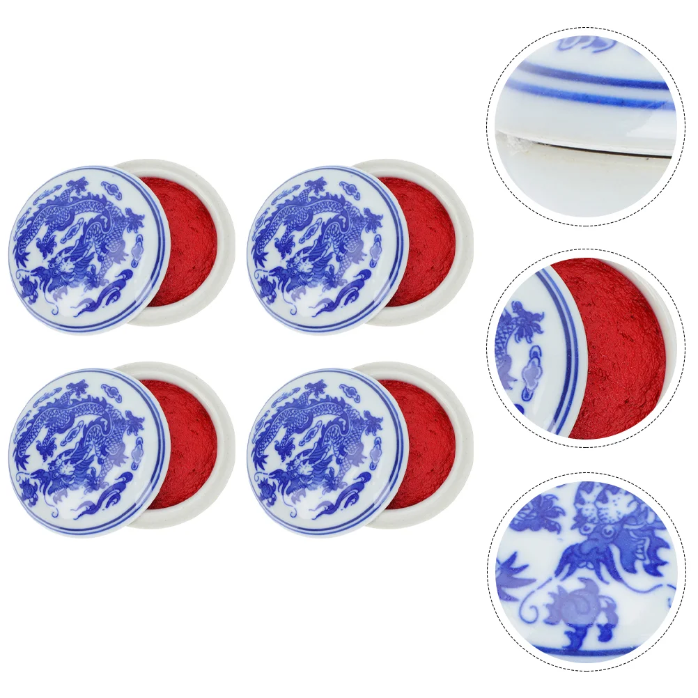 

Ink Pad Chinese Calligraphy Red Paste Inkpad Painting Seal Print Stamp Paw Exquisite Supplies Box Fingerprint Practical Ceramic