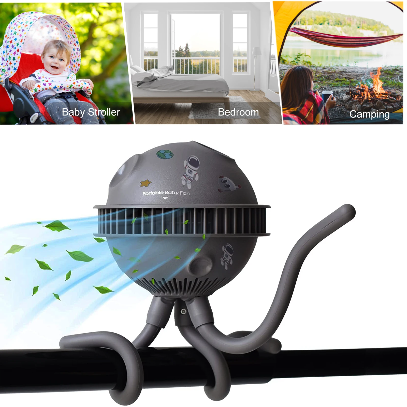 

Stroller Fan Hand Held Rechargeable USB Bladeless Small Folding Fans Mini Ventilator Silent Table Outdoor Cooler Neck Fan