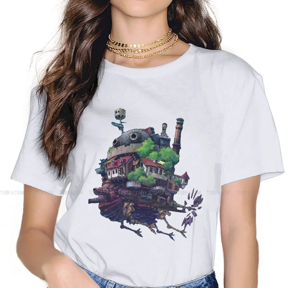 

Best Selling Women Tshirts Howls Moving Castle Sophie Animated Film Gothic Vintage Female Clothing Oversized Cotton Graphic