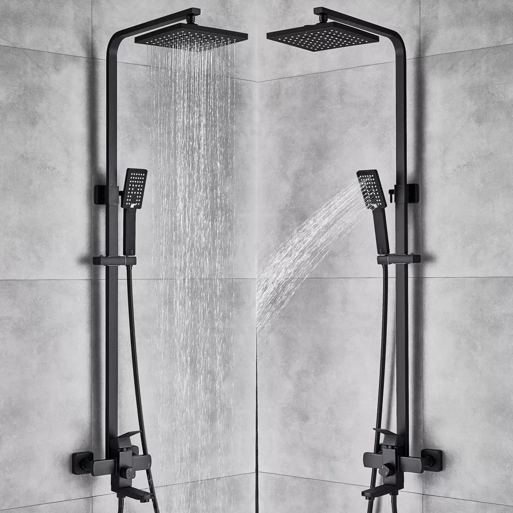 

Bathroom Faucet Matte Black Rain Shower Bath Faucet Wall Mounted Bathtub Shower Mixer Tap Shower Faucet Shower Set Mixer