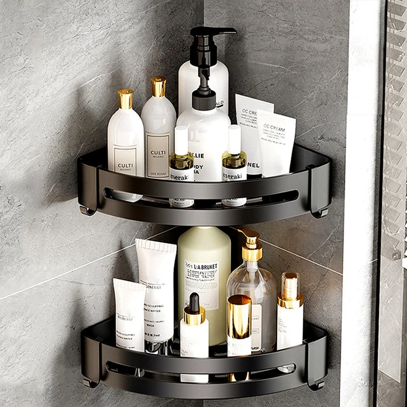 

Bathroom Storage Shelves No-drill Wall Mount Corner Shelf Shower Storage Rack Holder WC Shampoo Organizer Bathroom Accessories
