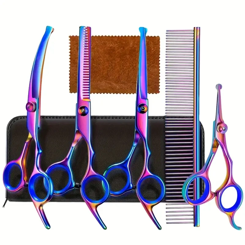 Профессиональные Радужные Ножницы Для Ухода За Собаками Набор Кусачек Стрижки