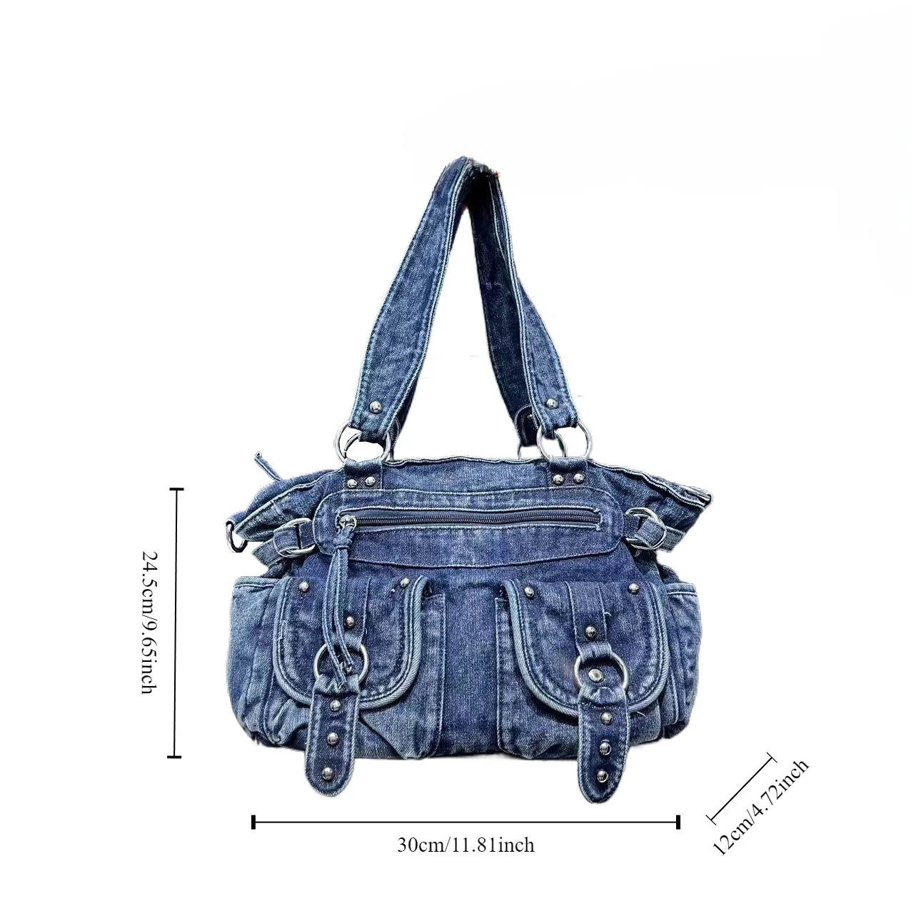 Женская модная джинсовая сумка из потертого денима с несколькими карманами и
