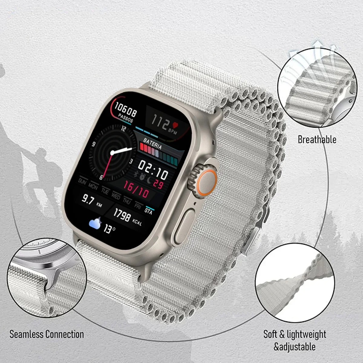 Фото Нейлоновый альпийский ремешок для Apple Watch Band 46 мм 49 мм 45 мм 44 мм 42 мм Браслет на запястье для IWatch Ultra 2 Series 10 9 7 8 6 5 4 Correa №2