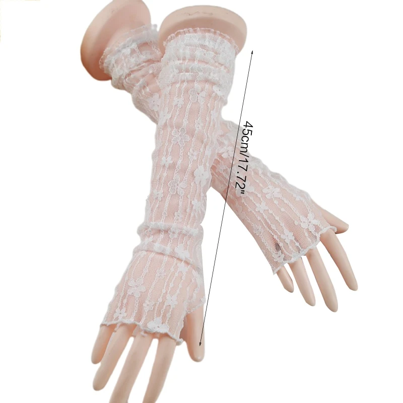 

M2EA Sexy Elastic Gloves with Black White Butterfly Decor Bungee Stage Performance Hollow Half Finger Hip Hop Women Gloves