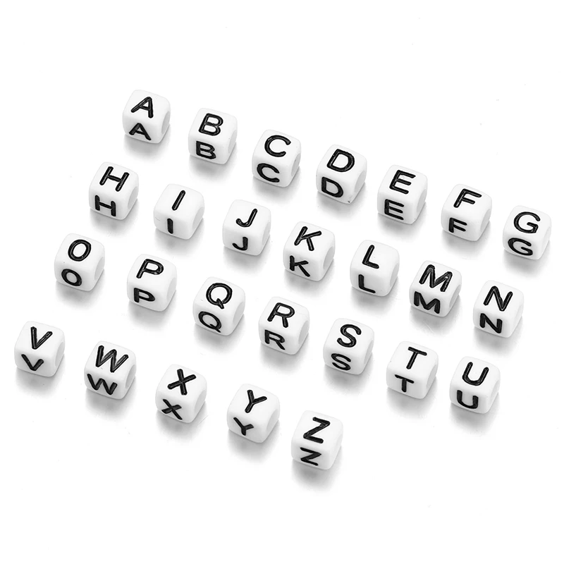 100Pcs Acrylic Letter Beads For DIY Bracelet Jewelry Making Accessories Plastic block multicolour 7*7mm W367