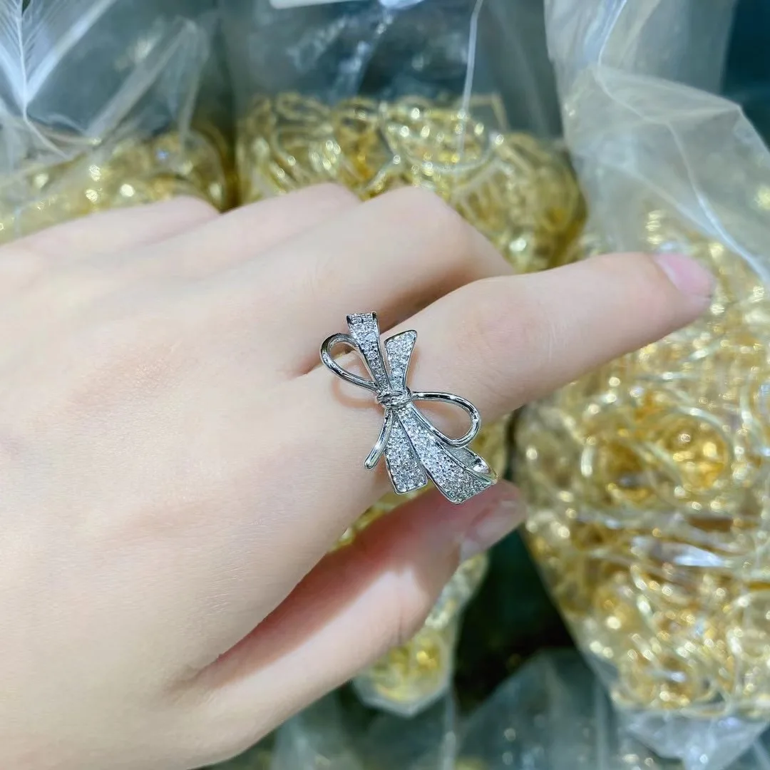 

Rings For Women 925 Silver Adjustable Wedding Engagement Bow Vintage Ring Korean Fashion Jewelry 2022 Jewelry Accessories