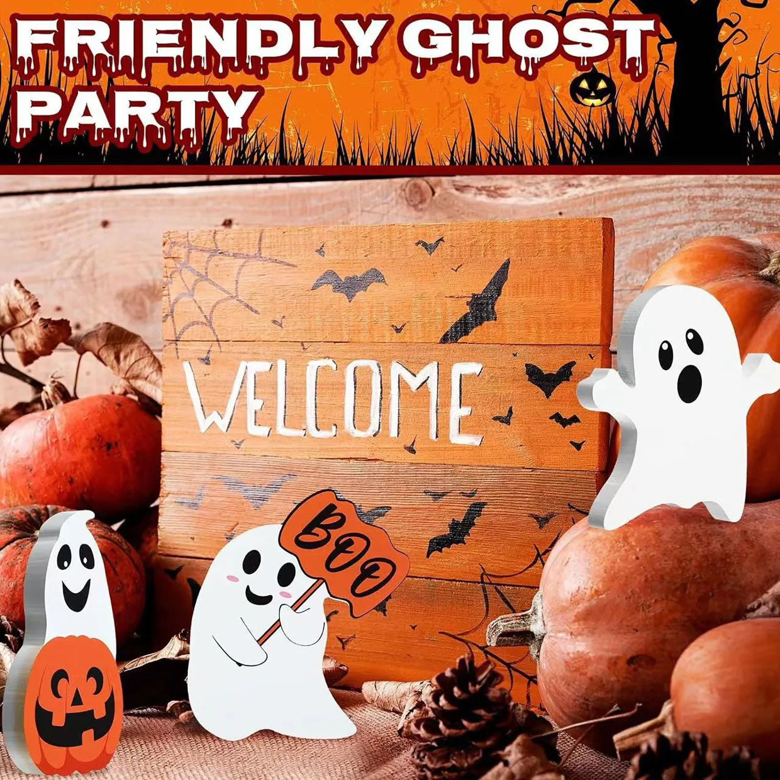 Новинка 2024 украшения на Хэллоуин с милыми привидениями набор из 5 предметов