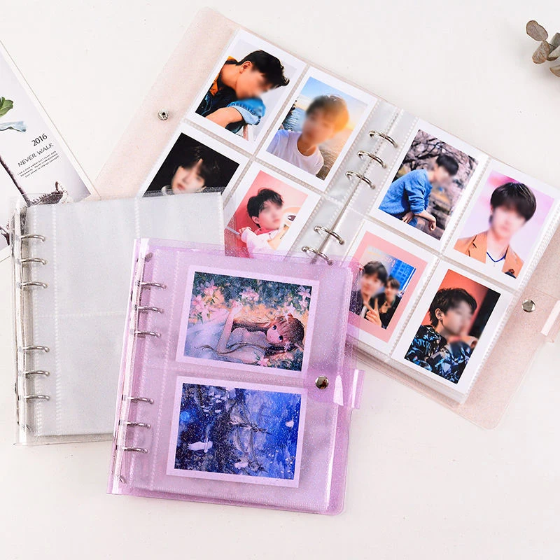 

PVC Portable Photo Album Jelly Glitter Color Album for Mini Instax & Name Card Kpop Stars Photos Binder