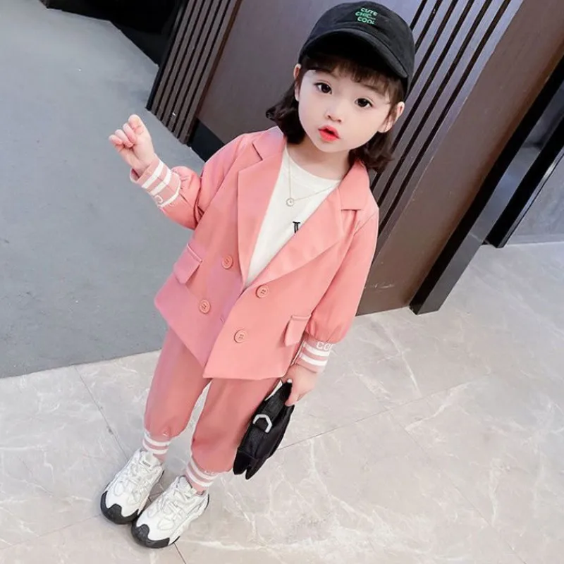 

2 шт./комплект, детский хлопковый костюм для девочек, кофта и штаны