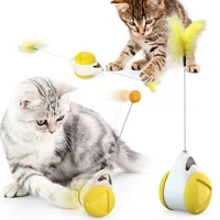 funny wheel interactive feather and ball original cat stick toys cat tumbler swing toys for kittens puppies small dogs