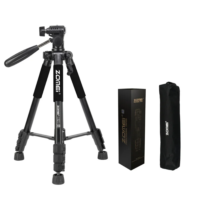 Портативный штатив ZOMEI Q111 для SLR и DSLR-камер, профессиональный дорожный алюминиевый, с цилиндрической головкой, три цвета