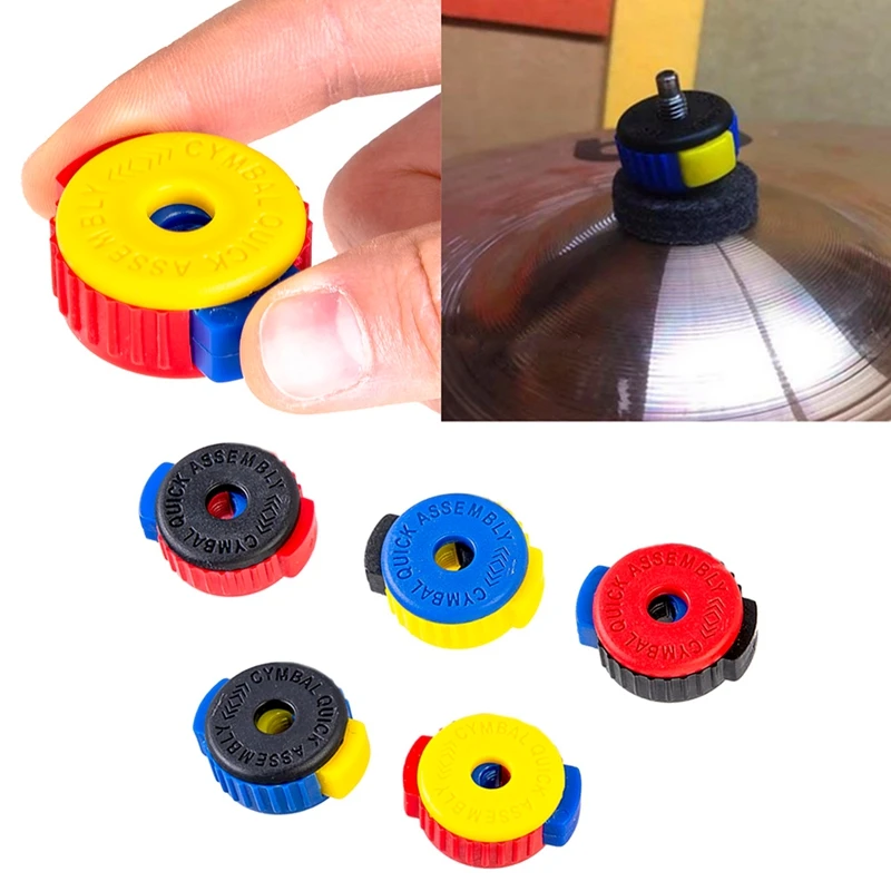 

5Pcs Drum Quick-Set Cymbal Mate Quick Release Drum Accessories Mix Color Push-On Design Convenient To Use