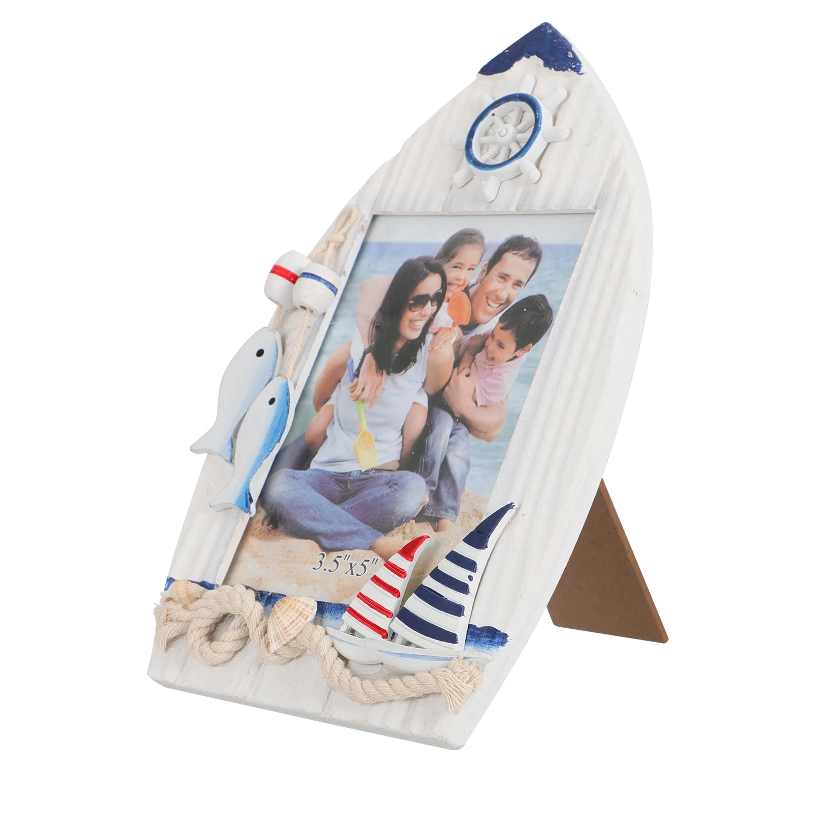 

Frame Nautical Photo Beach Desk Ornament Picture Table Decorations Sailboat Wooden Ornaments Frames Desktop Sculptural