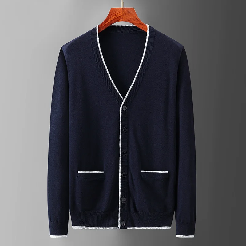

Thin Cardigan Male Sweater Buttom 100% Cotton