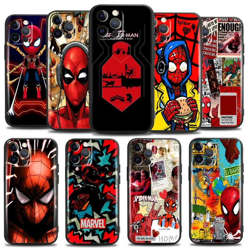 

New Avengers Spiderman For Apple iPhone 13 12 11 Pro Mini X XR XS Max SE 6 6S 7 8 Plus Phone Case Back Funda Carcasa Soft