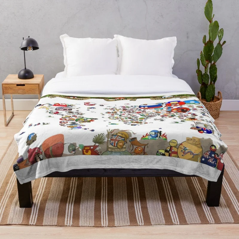 

2019 Countryballs World Map Throw Blanket blanket cover, warm decoration, bed and sofa men and women