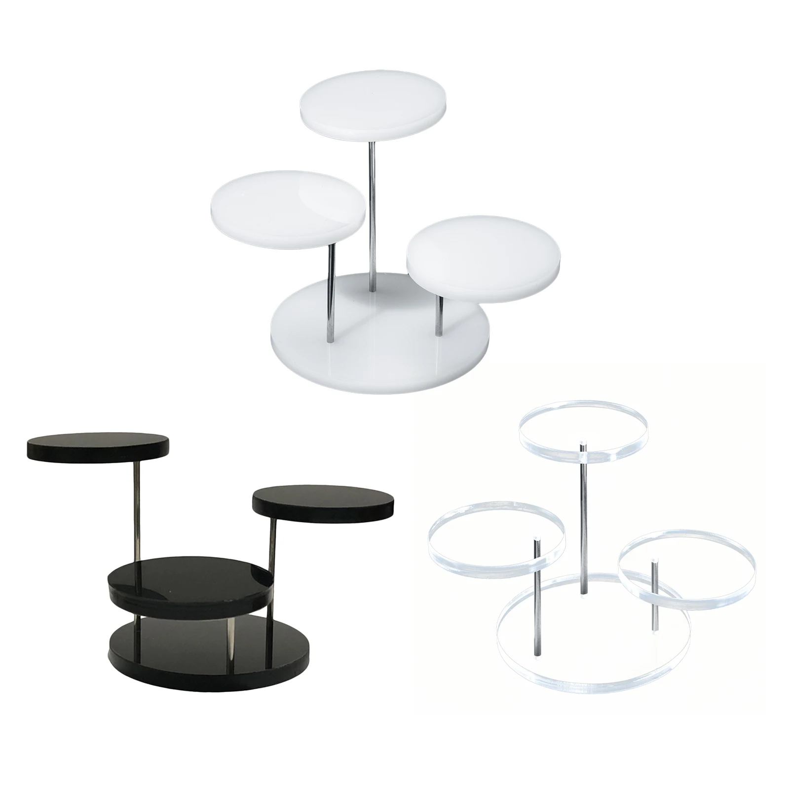 

3-layer Round Acrylic Display Risers Perfume Organizer Stand For Display Or Collections Ring Holder Earrings Jewelry Storage