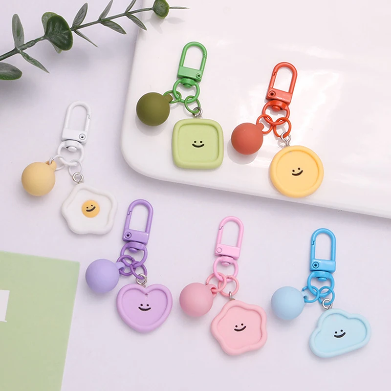 

Cloud Round Face Keychain Heart Key Ring For Women Gift Fashion Cartoon Bag Earphone Box Car Handbag Accessories Jewelry