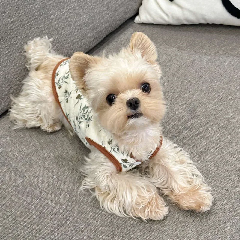 Хлопковый жилет с цветочным рисунком милая одежда для щенков осенне-зимняя парка